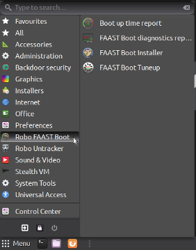 Robolinux series 12 Robo FAAST-Boot menu options