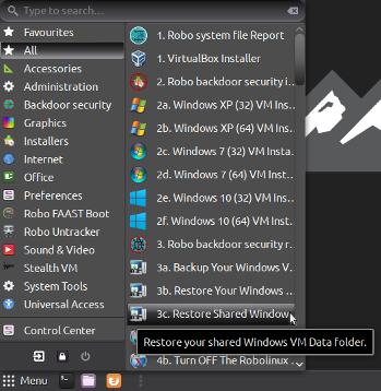 Restore Shared Windows VM Data Folder in Robolinux Mate series 10