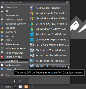 Turn off Stealth VM data sync in Robolinux Mate series 10