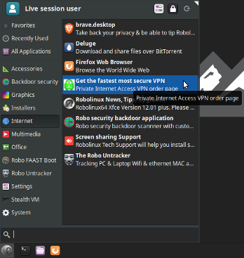 Get the fastest most secure VPN inside Robolinux64 Xfce series 12 